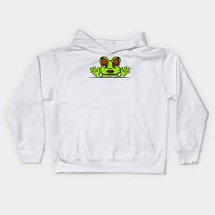 Frog Cartoon With Hungry Face Expression Kids Hoodie